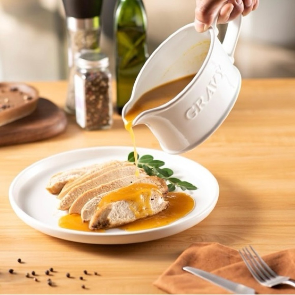 NEW - Ceramic Gravy Boat, Serving Dispenser, Porcelain Pitcher for Sauces